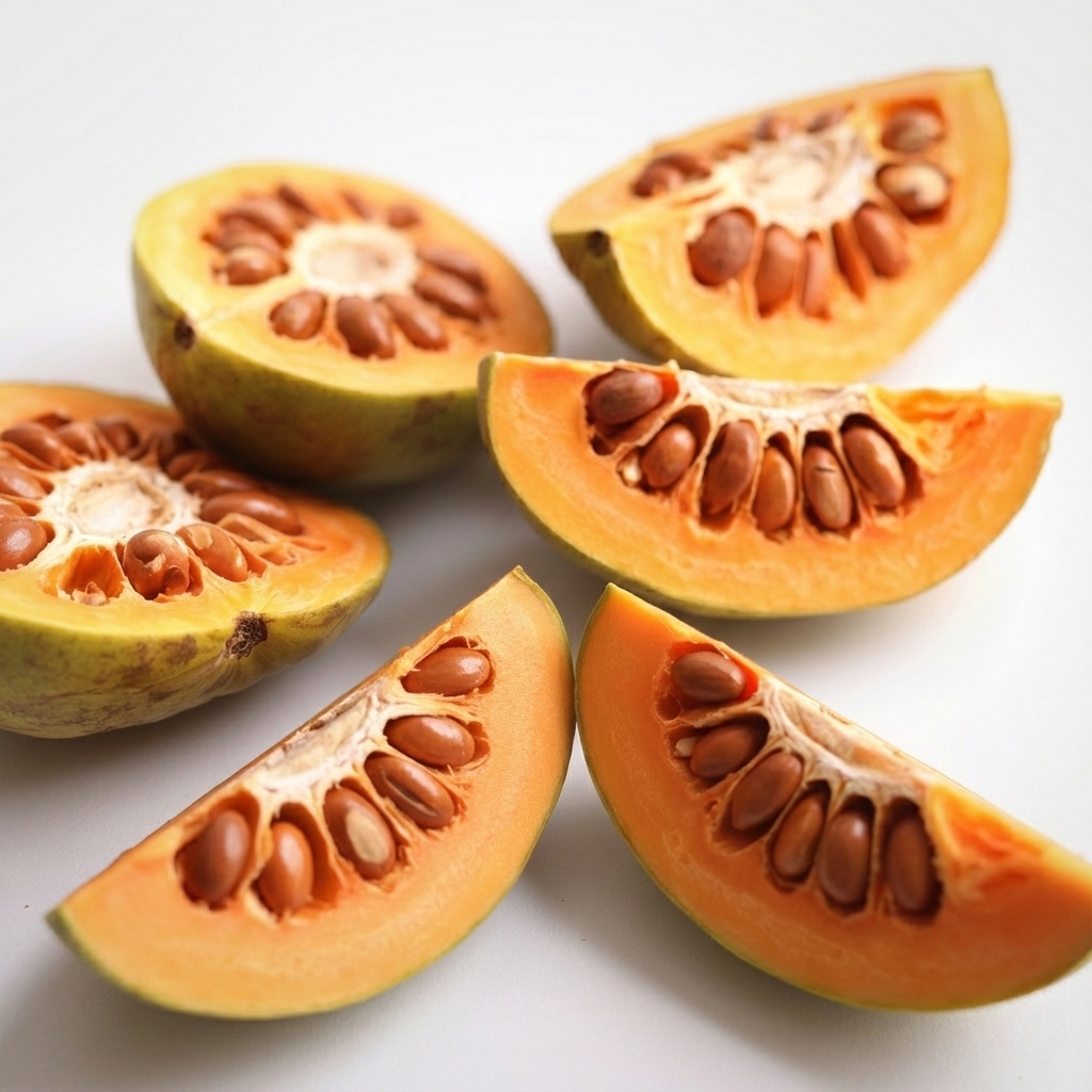 Slices of baobob fruit against a white background, highlighting the powerful prebiotic and antioxidant properties of gutBFF granola.