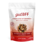 gutBFF prebiotic Cinnamon Apple Raisin granola with 20 plant-based ingredients front side package