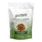 gutBFF prebiotic, superfood honey glow granola with lion's mane front side package